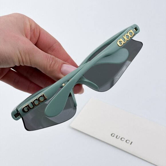 Gucci Women BRAND NEW Sunglasses Green Silver Mirror Mask GG1774S 005 - Picture 4 of 11